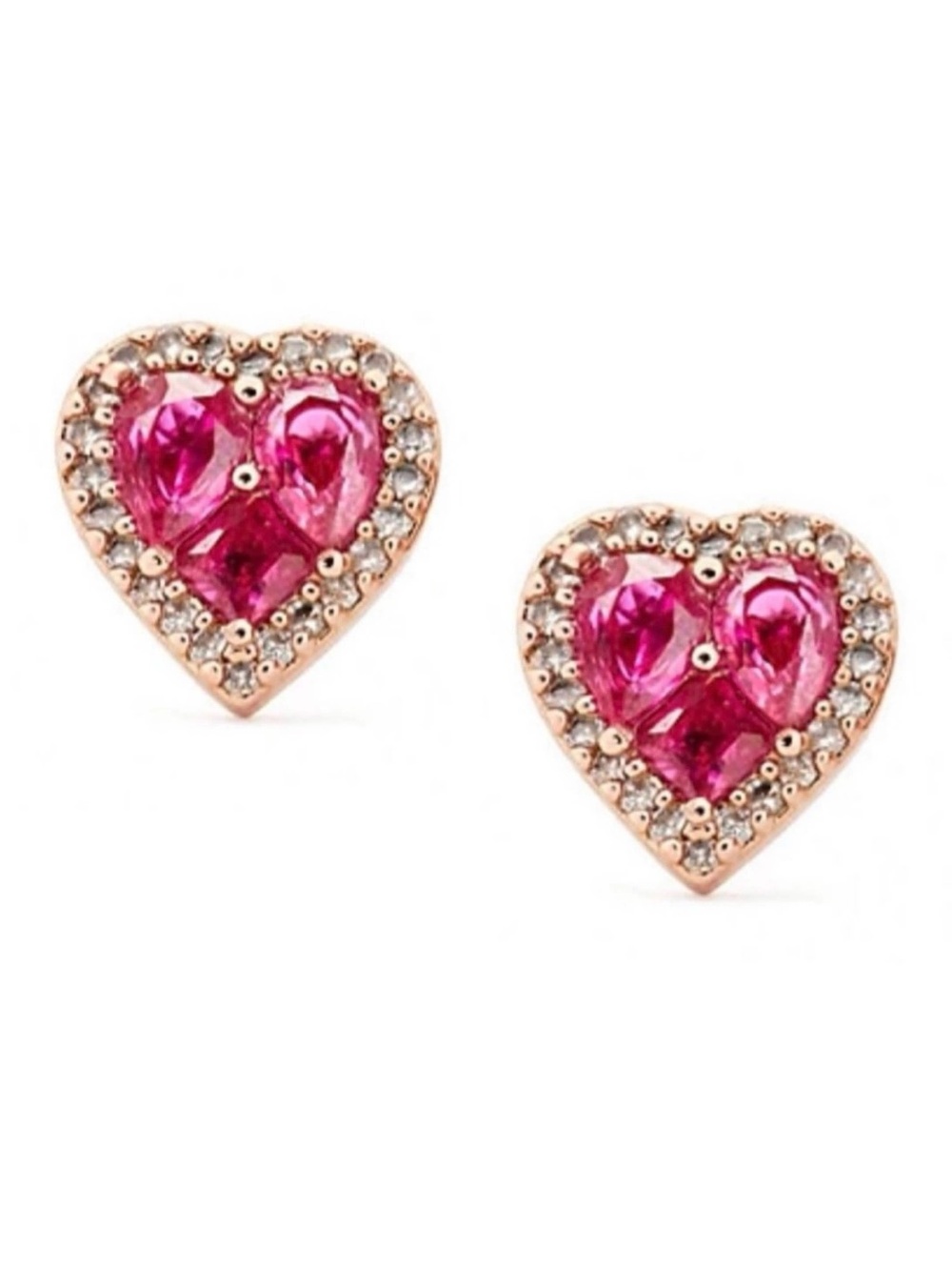 Heart-Shaped Pink Crystal Stud Earrings